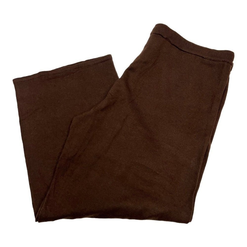 Womens Cashmere‎ Blend Pant XXL Brown Wide Leg Pull On Loungewear Comfort Soft